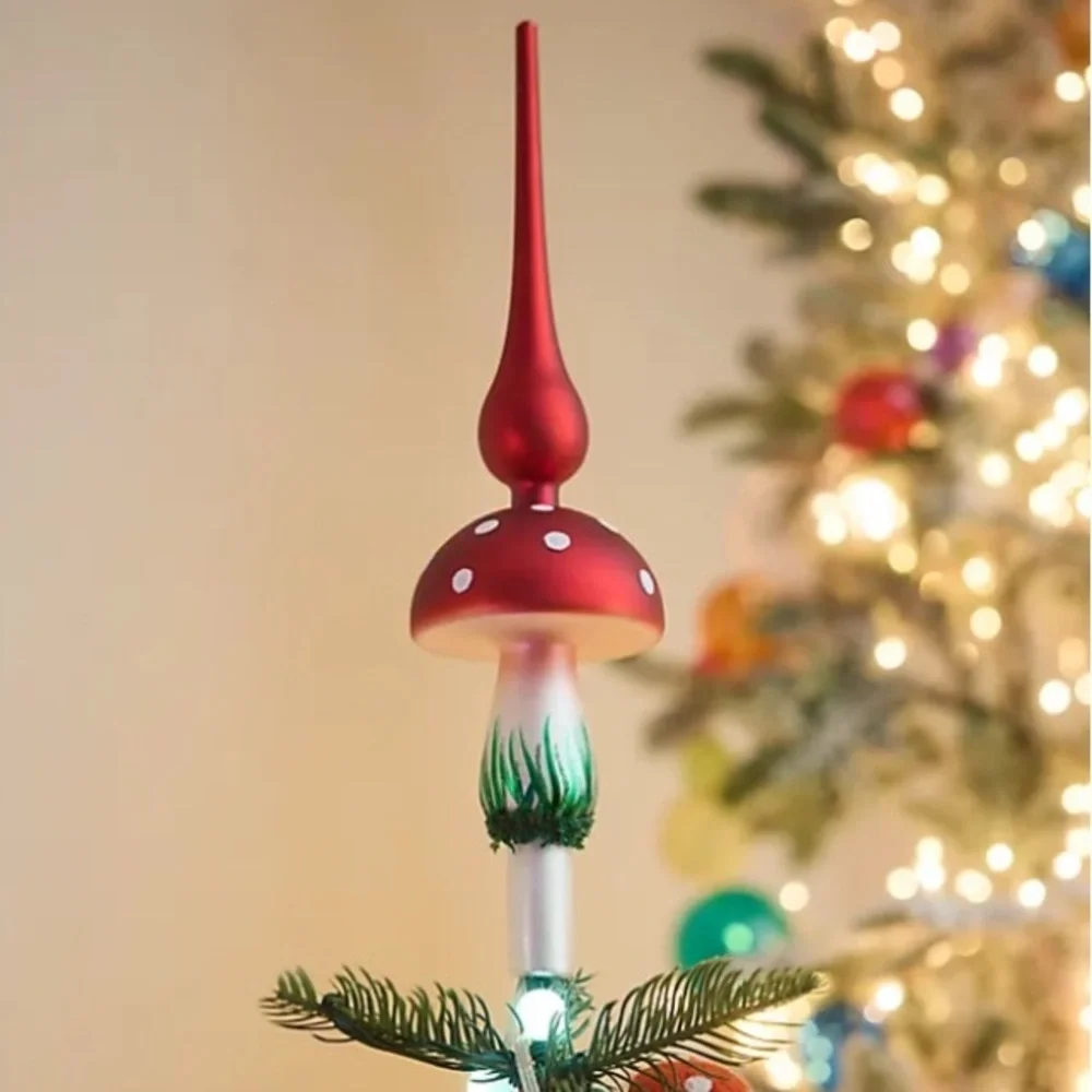 Anthropologie Glass Tree Topper Mushroom New In Box New With Tag - Picture 3 of 7